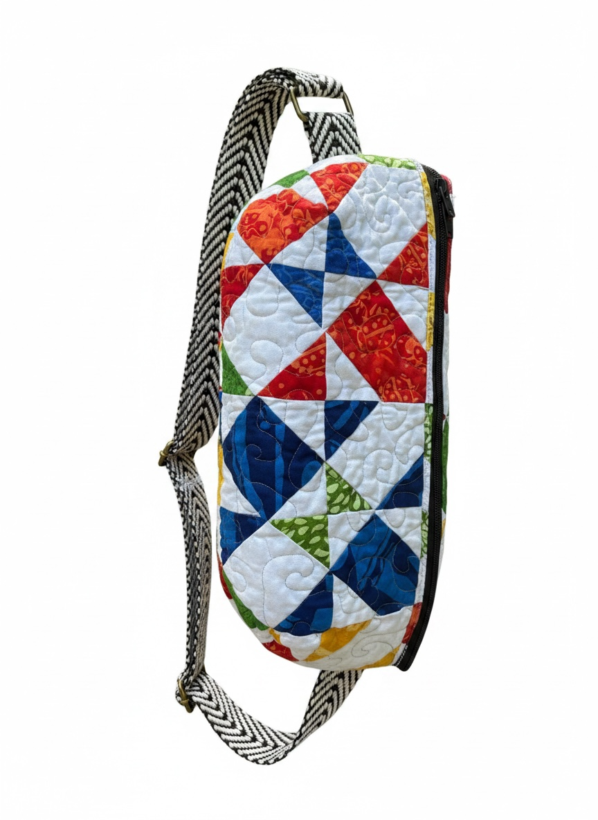 Upcycled Quilt CrossBody Bag Handmade Slow Fashion Festival Hip Bag