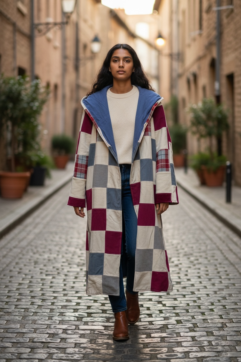 Boho Quilt Duster Coat Handmade Upcycled Vintage Quilt Jacket Oversized Festival Wear One of a Kind Slow Fashion Coat