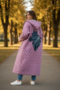 Upcycled Boho Blanket Coat Handmade Denim Horse On Back Oversized Slow Fashion