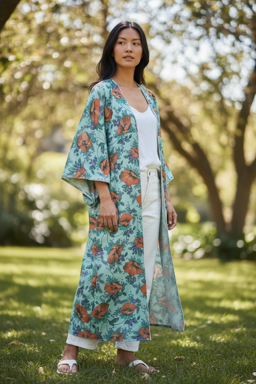 Upcycled Vintage Floral Blanket Duster Coat Oversized Boho Festival JacketOne of a Kind Slow Fashion